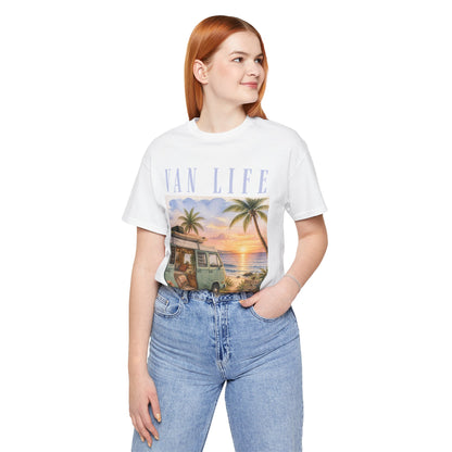 Van Life Beach T-Shirt — Retro Camper Sunset Graphic Tee