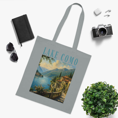 Lake Como Scenic Cotton Tote Bag – Vintage Travel Poster Design