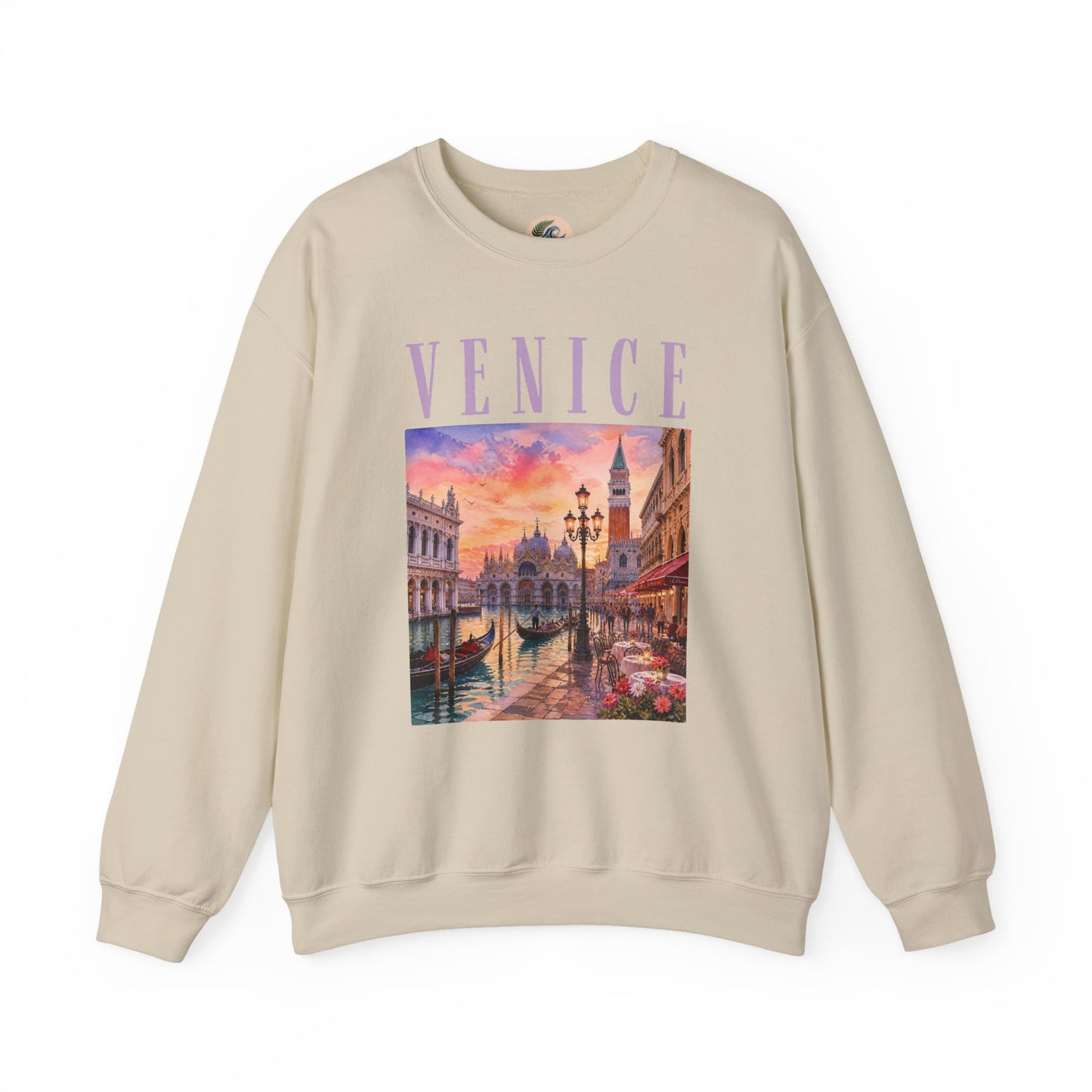Venice Sunset Crewneck Sweatshirt — Vintage Canal Travel Graphic