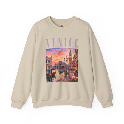 Venice Sunset Crewneck Sweatshirt — Vintage Canal Travel Graphic