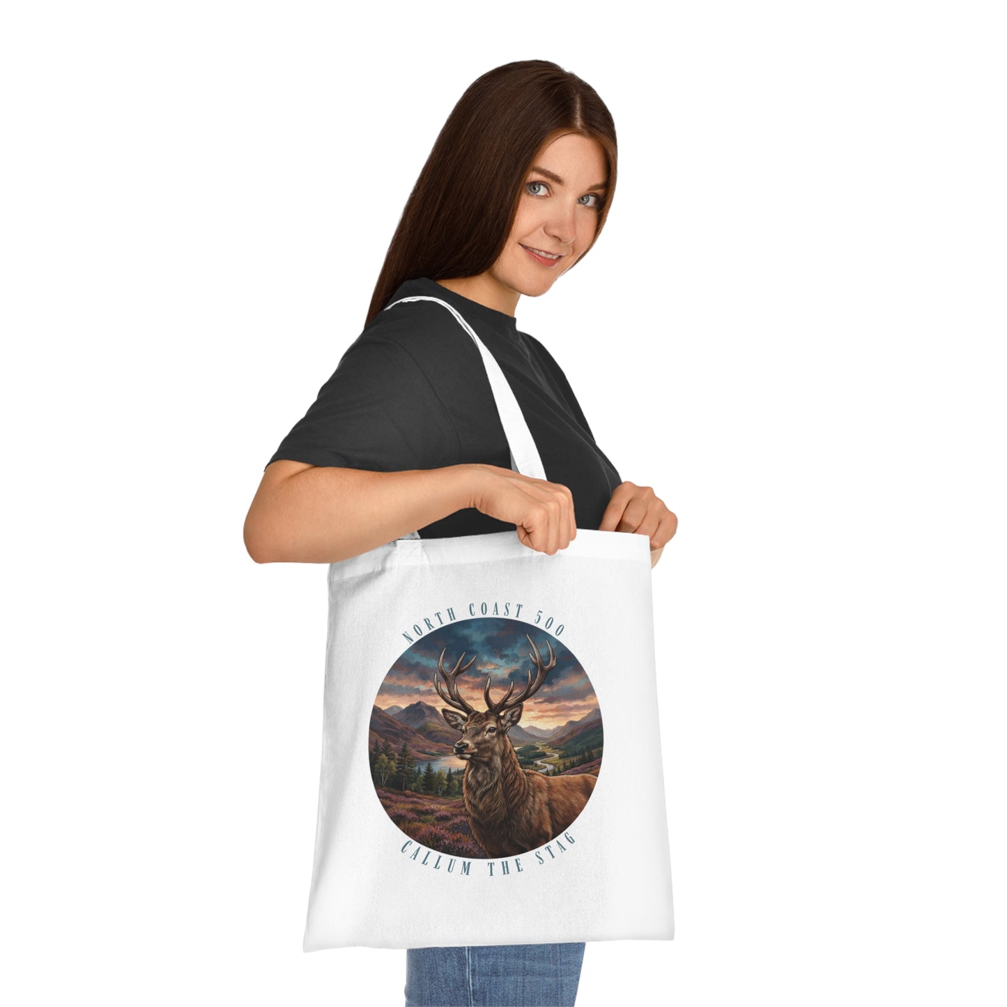 Scenic Stag NC500 Cotton Tote - 'Callum the Stag' Mountain Wildlife Eco Bag