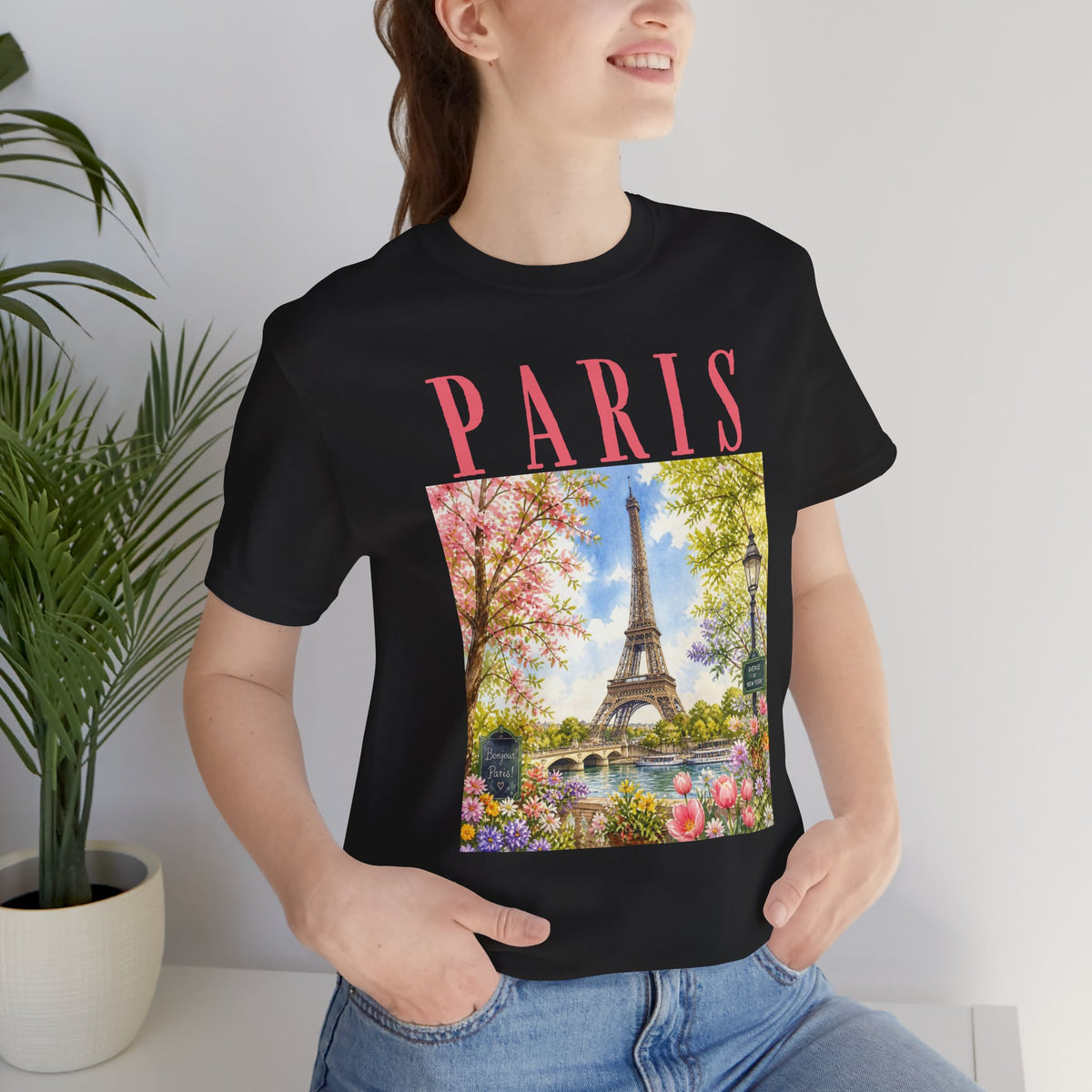 Paris Floral Eiffel Tower Tee — Vintage Romantic France T-Shirt