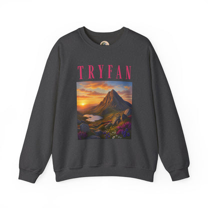 Tryfan Mountain Sweatshirt — Scenic Snowdonia Sunset Landscape Crewneck