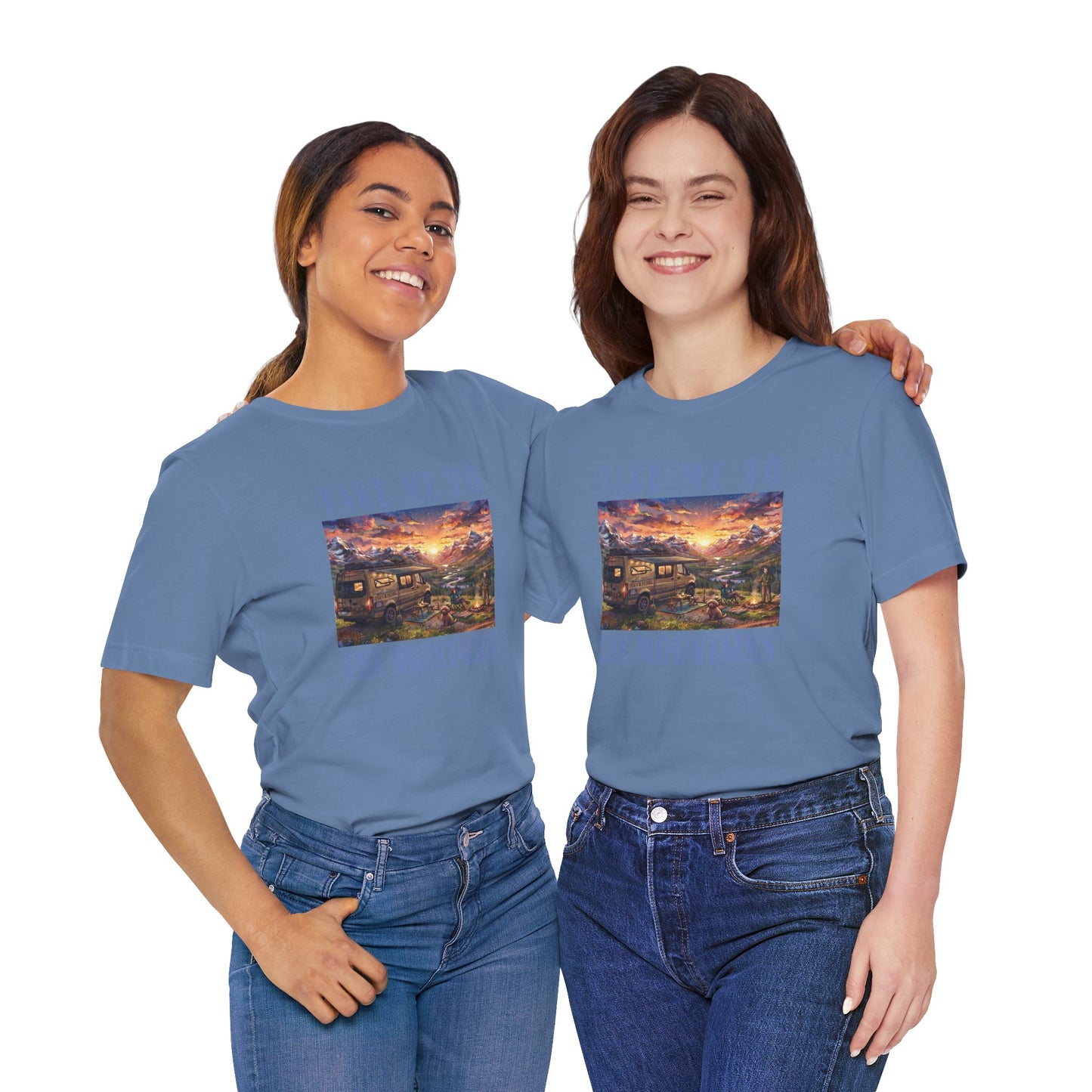 Take Me to the Mountains Sunset Tee — Scenic Cabin Sunset Graphic T-Shirt