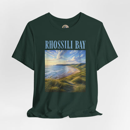 Rhossili Bay Scenic Tee — Coastal Landscape Graphic T-Shirt