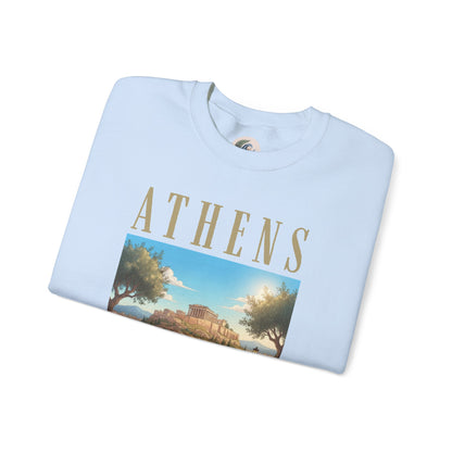 Athens Scenic Crewneck Sweatshirt — Vintage Greece Travel Pullover