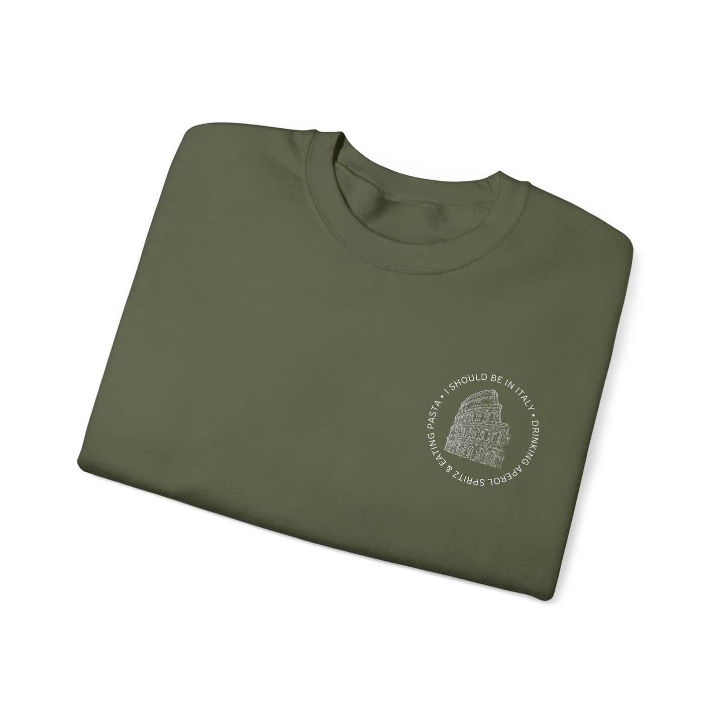 Cozy Italy Crewneck Sweatshirt with Small Chest Badge Design