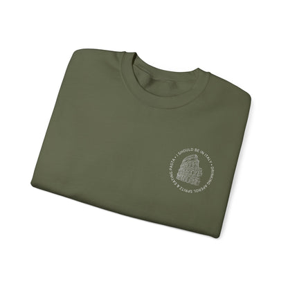Cozy Italy Crewneck Sweatshirt with Small Chest Badge Design