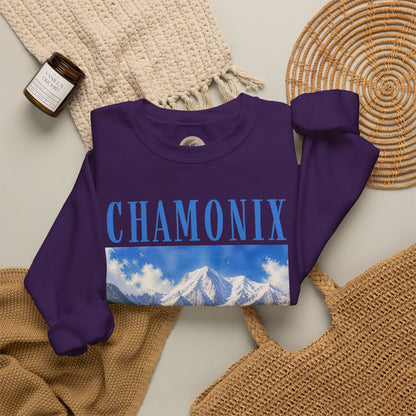 Chamonix Mountain Crewneck Sweatshirt — Alpine Scenic Graphic