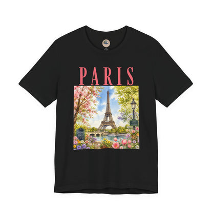 Paris Floral Eiffel Tower Tee — Vintage Romantic France T-Shirt