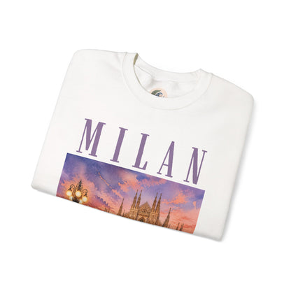 Milan Cathedral Crewneck Sweatshirt – Vintage Travel Cityscape