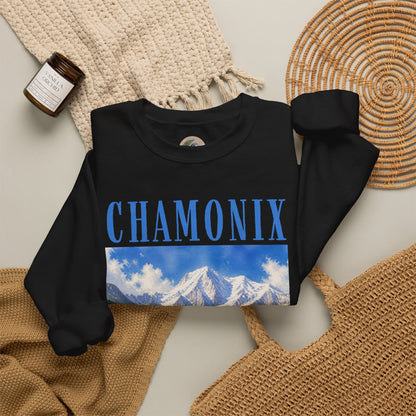 Chamonix Mountain Crewneck Sweatshirt — Alpine Scenic Graphic