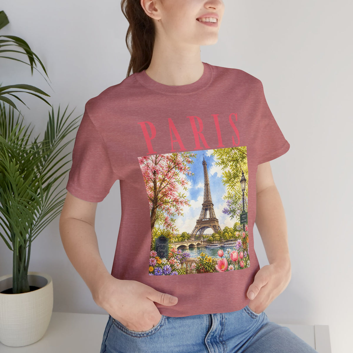 Paris Floral Eiffel Tower Tee — Vintage Romantic France T-Shirt