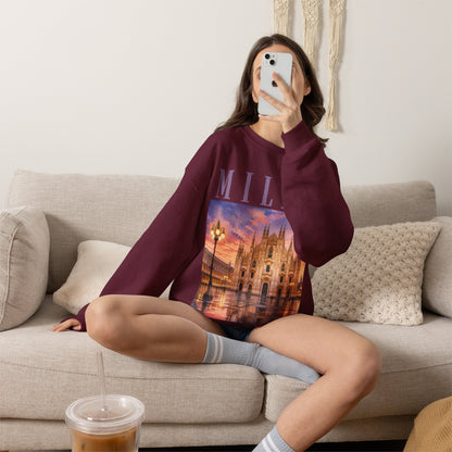 Milan Cathedral Crewneck Sweatshirt – Vintage Travel Cityscape