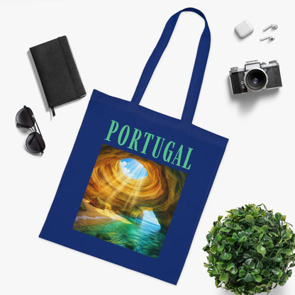 Portugal Benagil Cave Cotton Tote Bag – Scenic Travel Souvenir Tote
