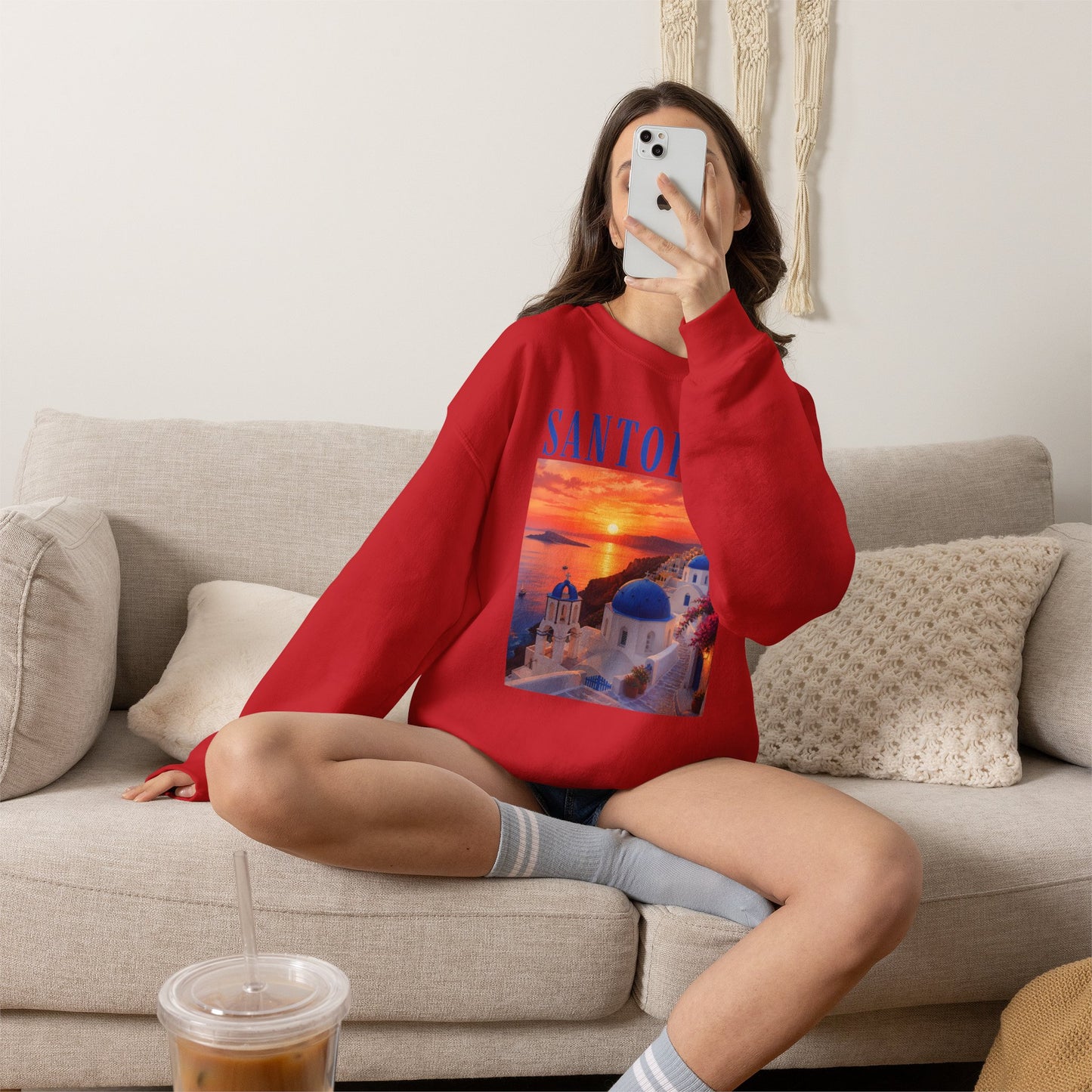 Santorini Sunset Sweatshirt — Greek Island Travel Crewneck