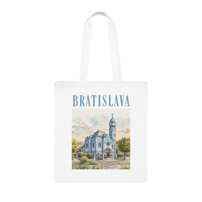 Bratislava Watercolor Cathedral Tote Bag – Travel Souvenir Cotton Shopper
