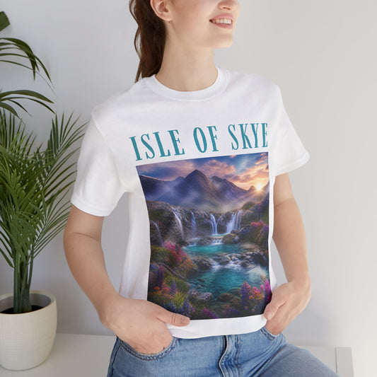 Isle of Skye Scenic T-Shirt — Scottish Landscape Waterfall Tee