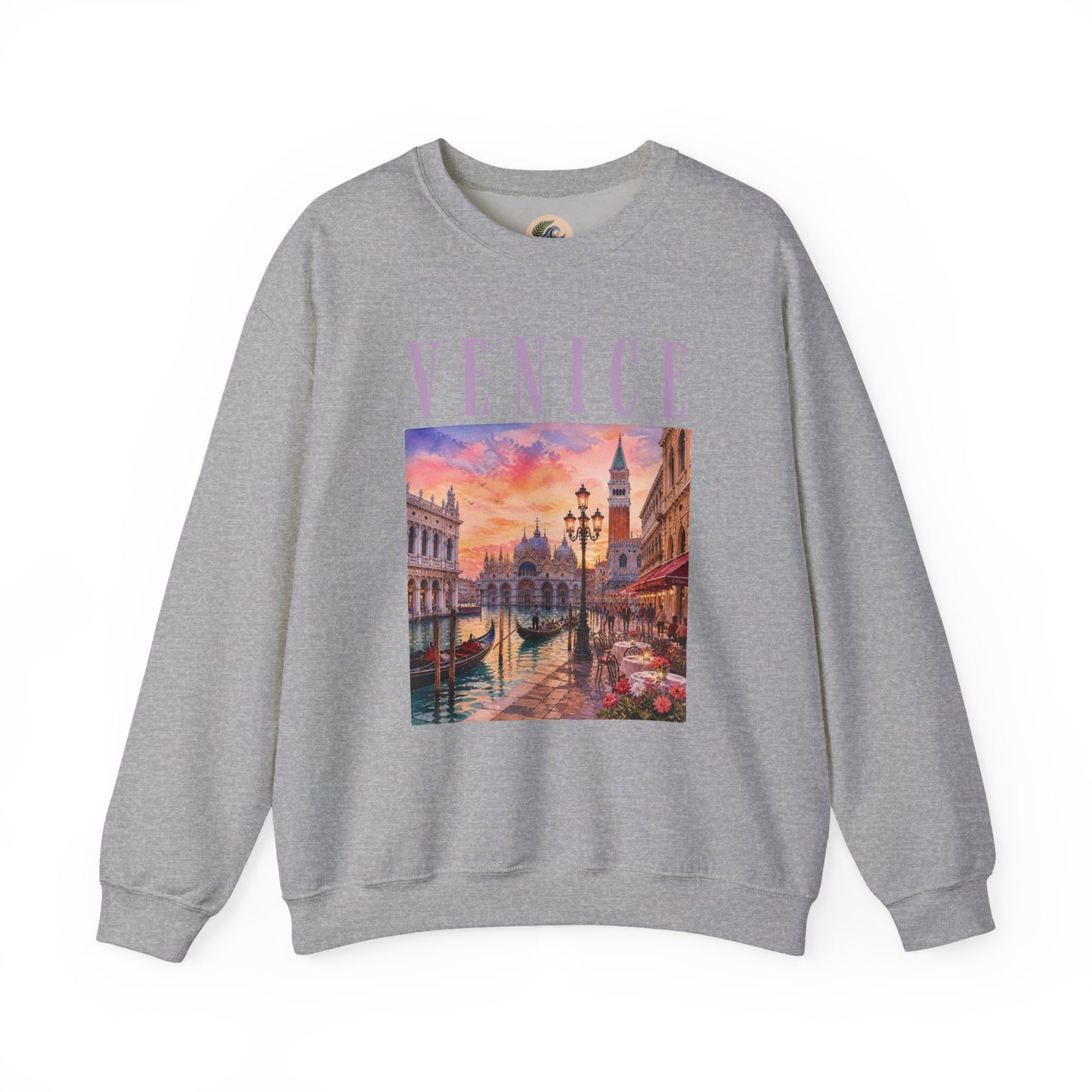 Venice Sunset Crewneck Sweatshirt — Vintage Canal Travel Graphic