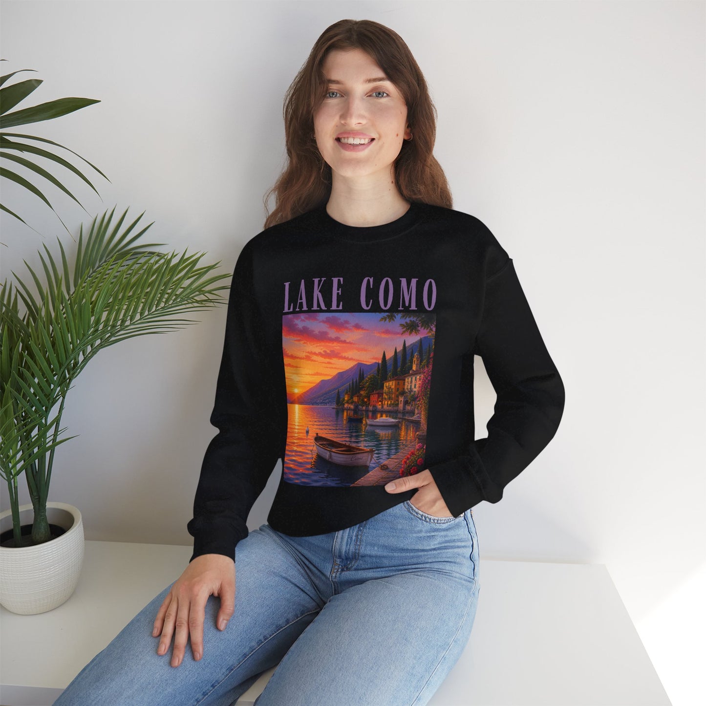 Lake Como Sunset Crewneck Sweatshirt