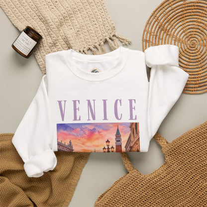 Venice Sunset Crewneck Sweatshirt — Vintage Canal Travel Graphic