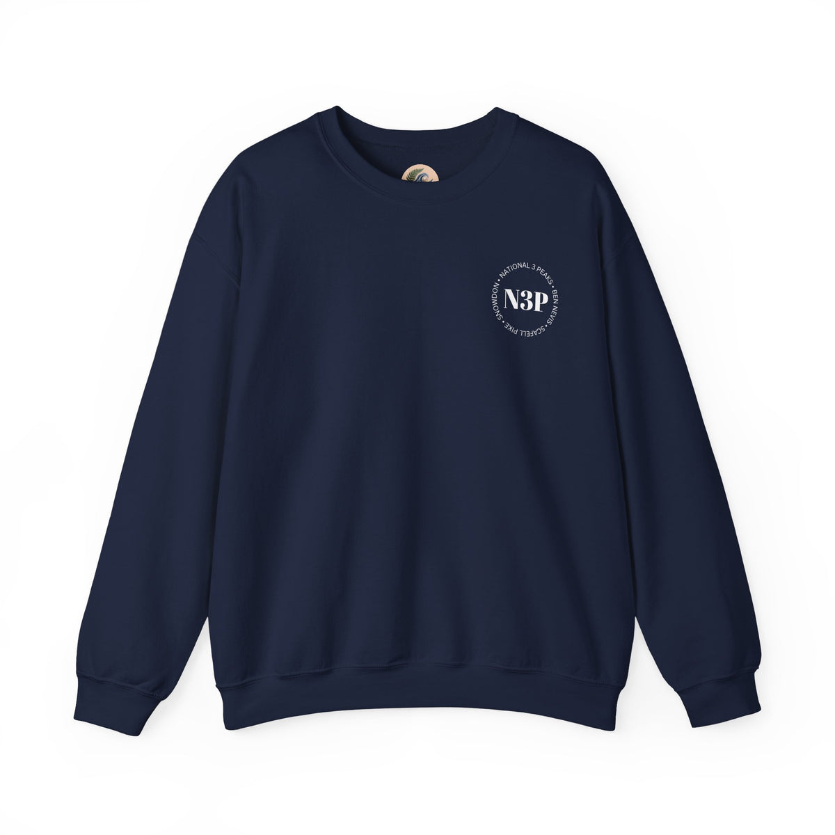 Minimal 'N3P' National 3 Peaks Logo Crewneck Sweatshirt – Small Chest Emblem, Casual Everyday Pullover