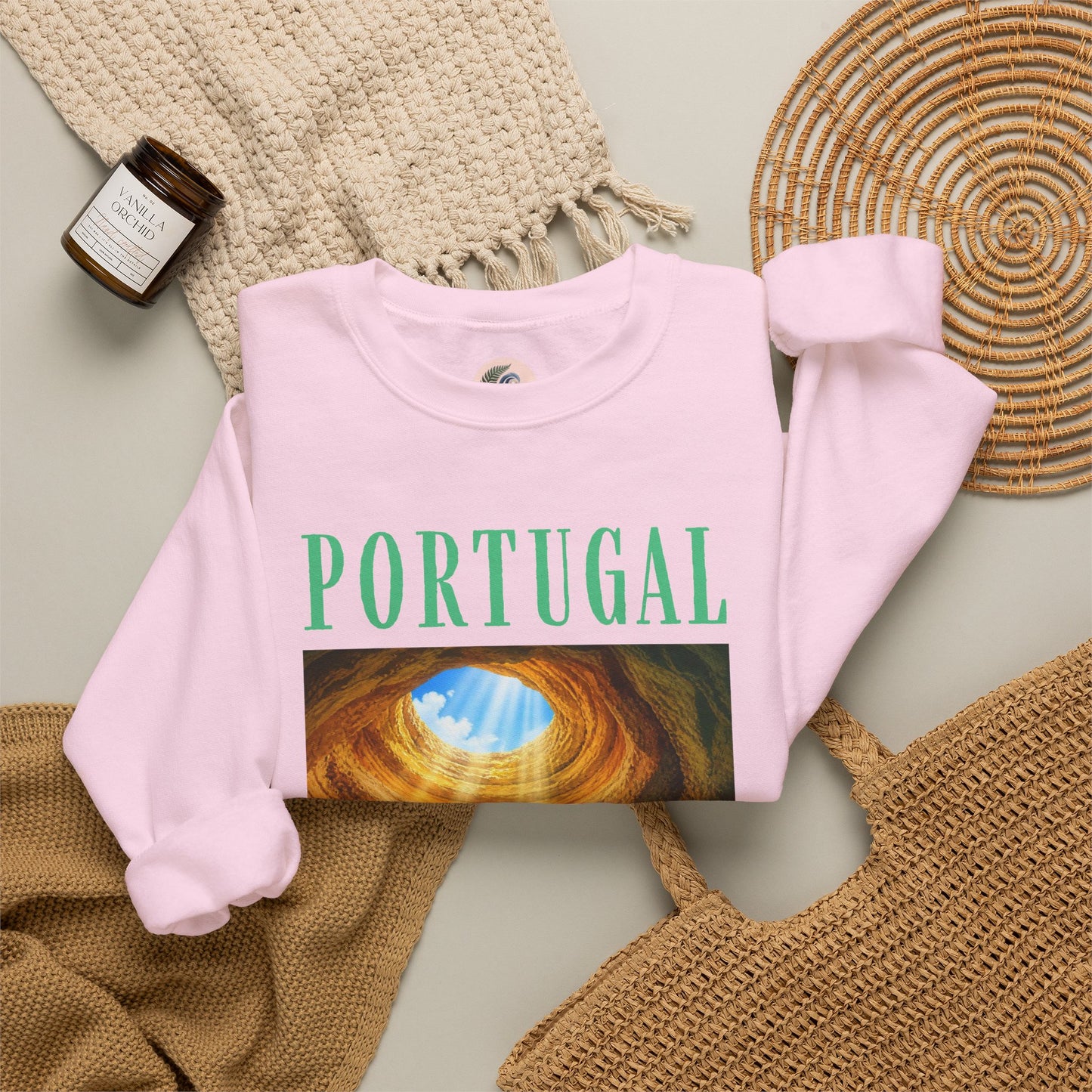 Portugal Benagil Cave Crewneck Sweatshirt — Coastal Travel Graphic Pullover