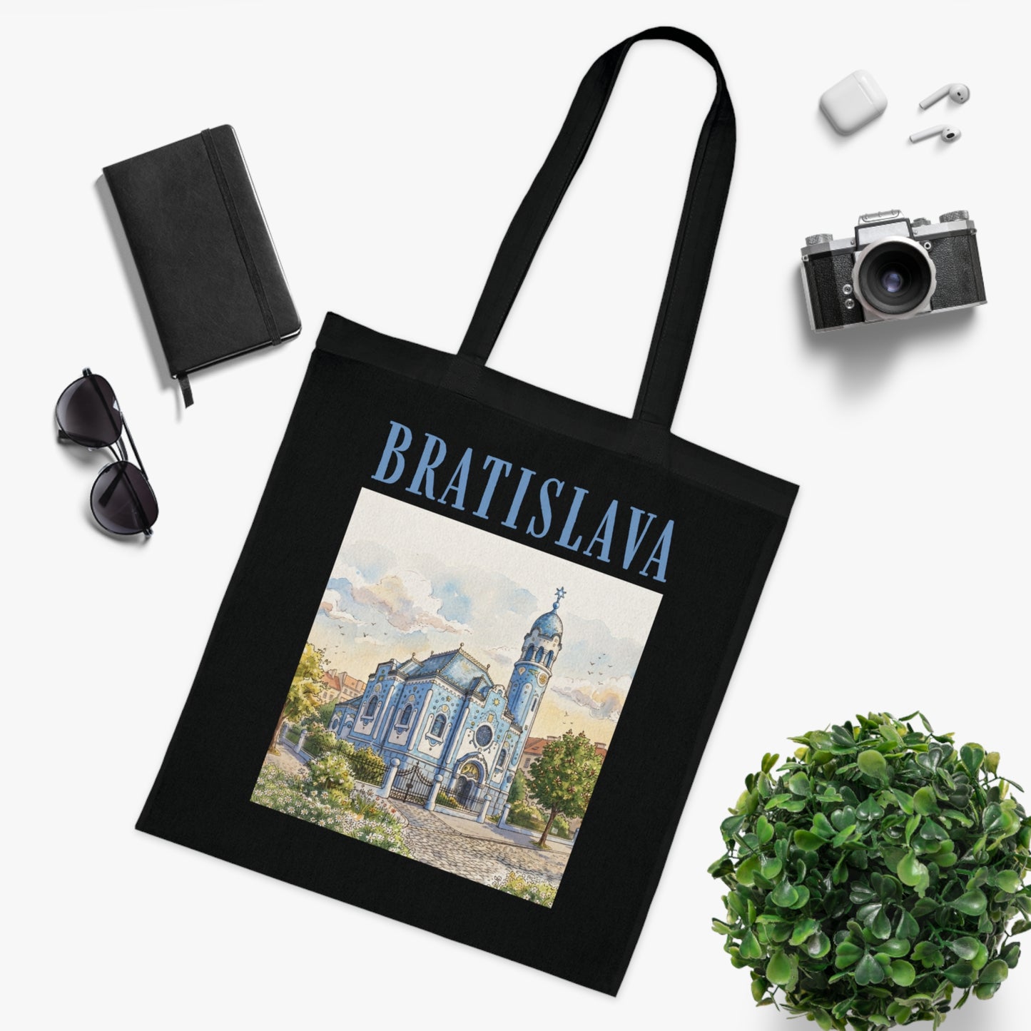 Bratislava Watercolor Cathedral Tote Bag – Travel Souvenir Cotton Shopper