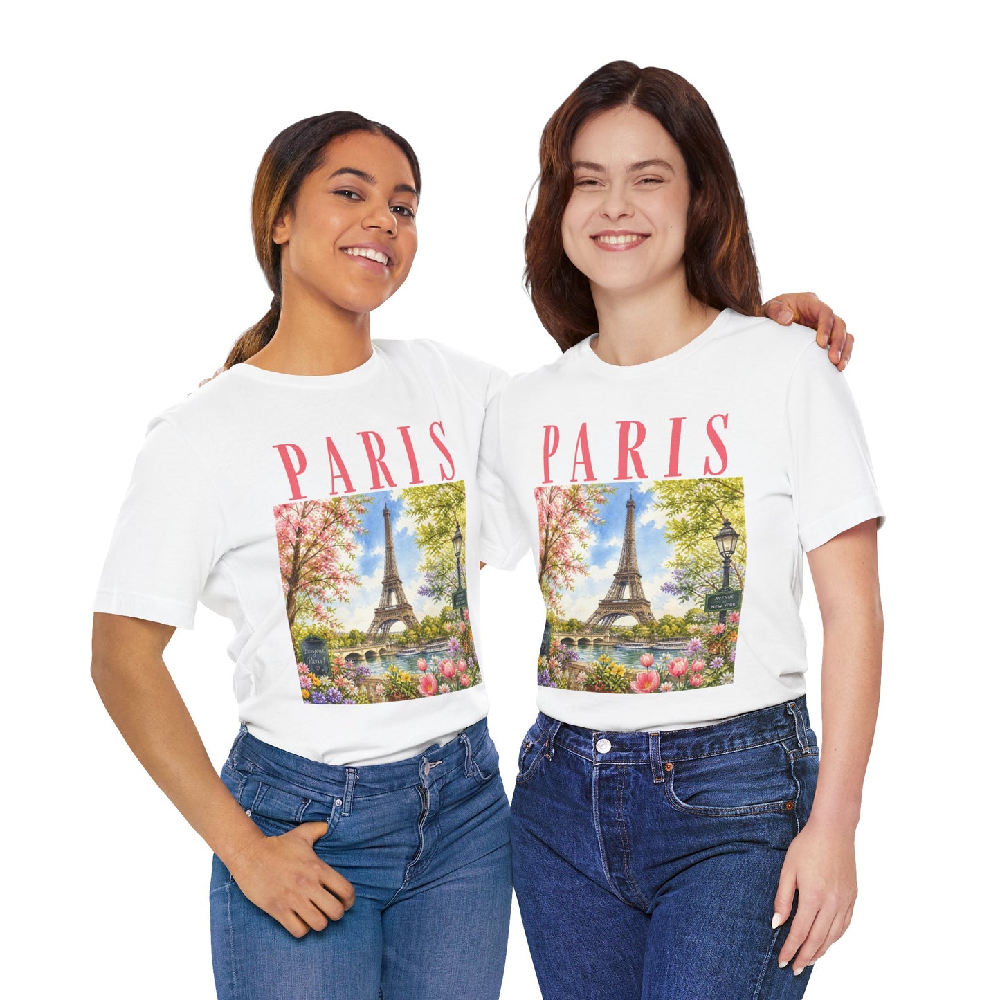 Paris Floral Eiffel Tower Tee — Vintage Romantic France T-Shirt