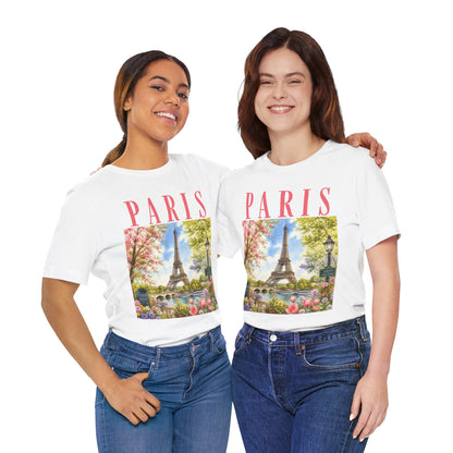 Paris Floral Eiffel Tower Tee — Vintage Romantic France T-Shirt