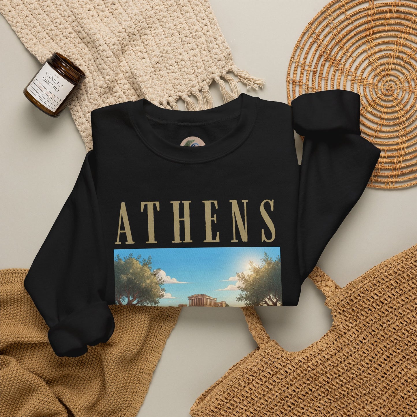 Athens Scenic Crewneck Sweatshirt — Vintage Greece Travel Pullover