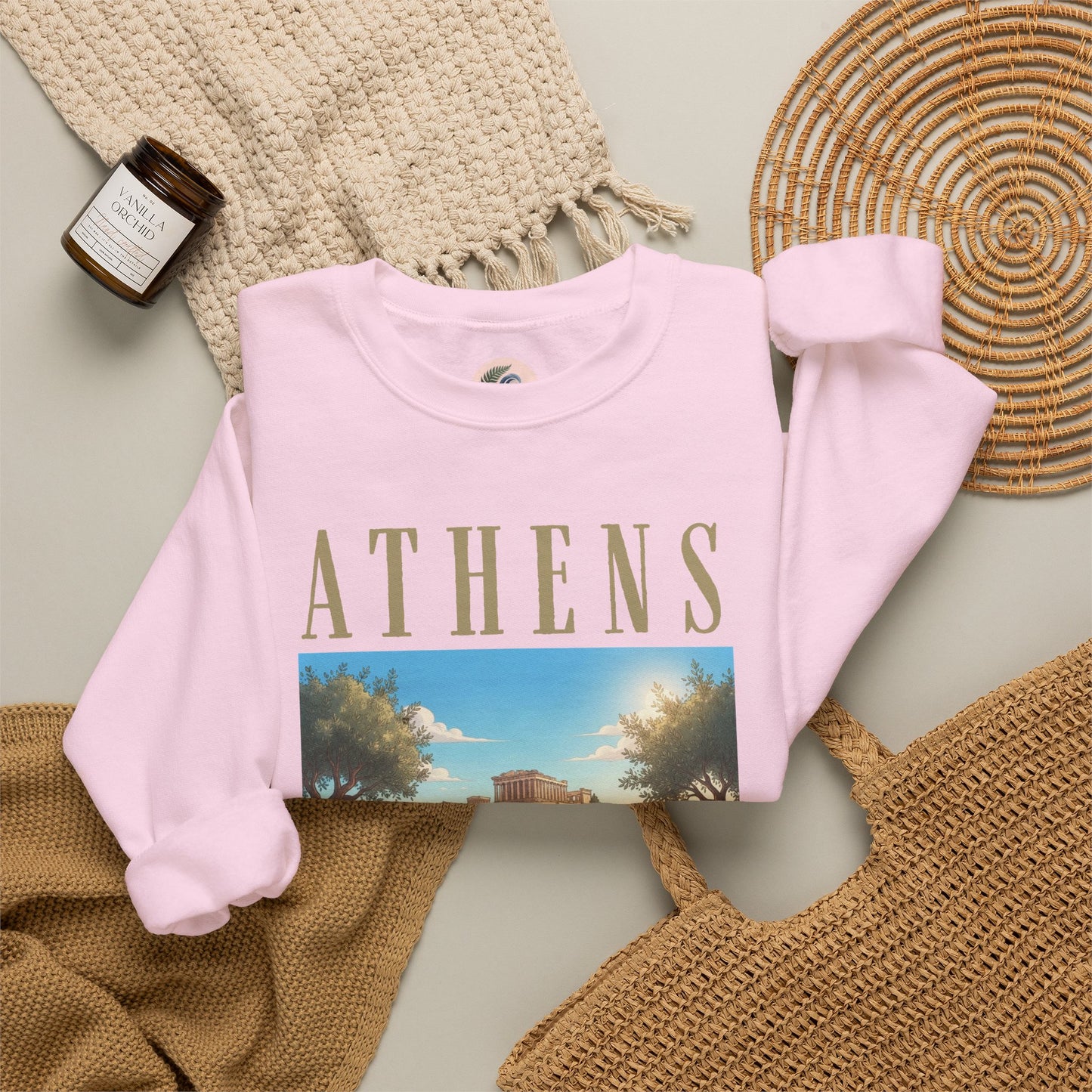 Athens Scenic Crewneck Sweatshirt — Vintage Greece Travel Pullover