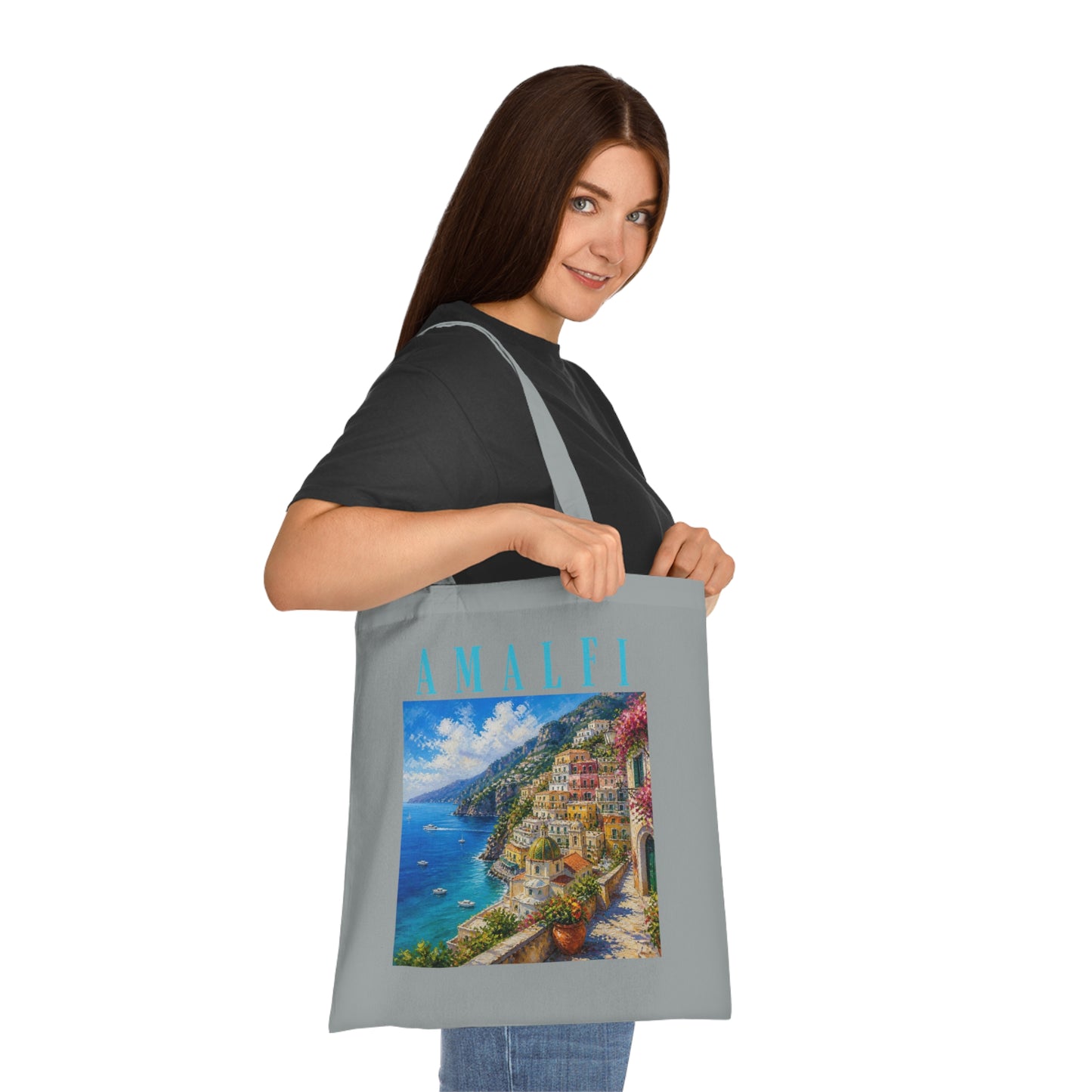 Amalfi Coast Cotton Tote Bag — Scenic Italy Travel Beach Market Tote