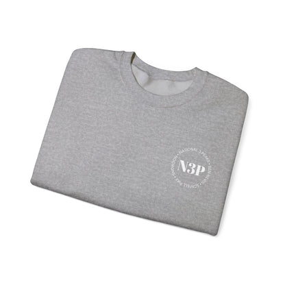 Minimal 'N3P' National 3 Peaks Logo Crewneck Sweatshirt – Small Chest Emblem, Casual Everyday Pullover