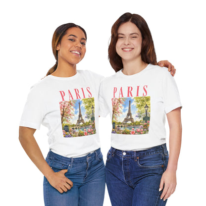 Paris Floral Eiffel Tower Tee — Vintage Romantic France T-Shirt