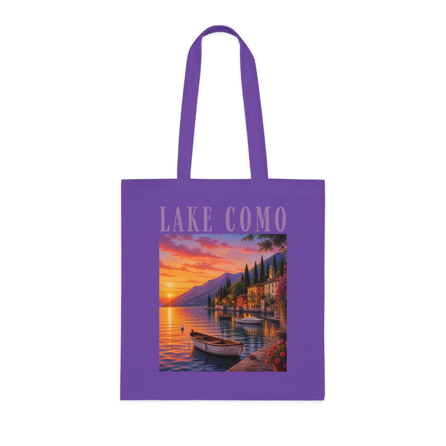 Lake Como Sunset Tote Bag — Italian Lakeside Travel Cotton Tote