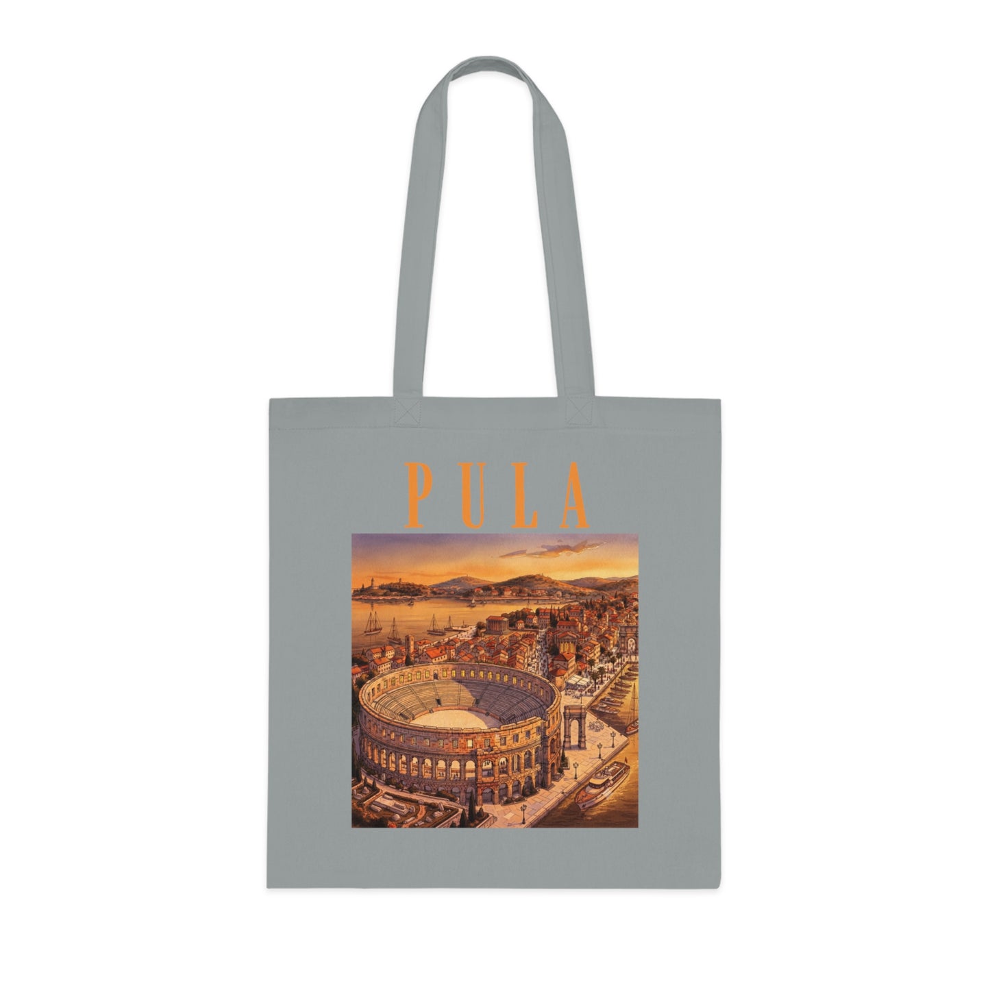 Pula Vintage Travel Tote - Retro Cityscape Cotton Bag