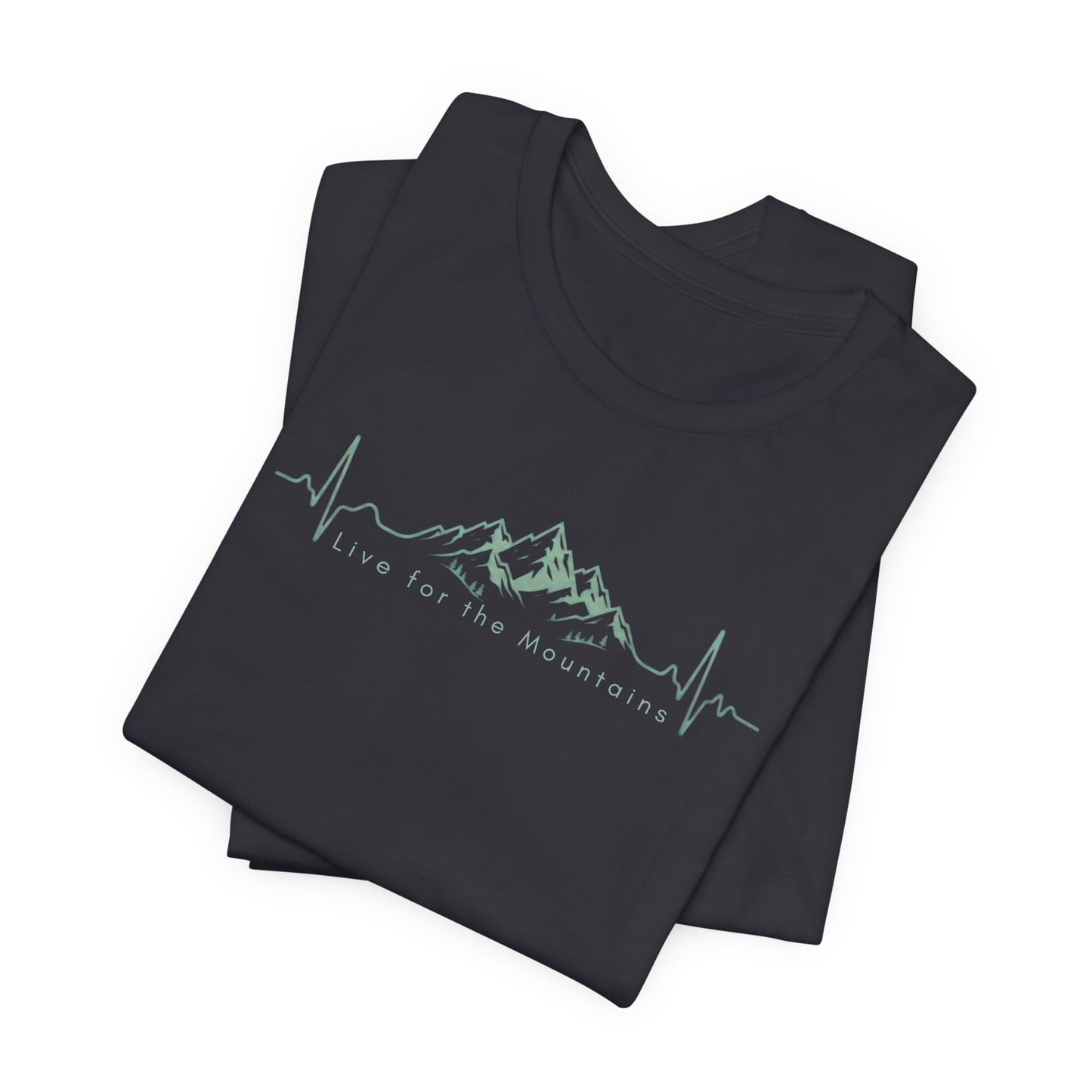 Mountain Heartbeat T‑Shirt — Heartbeat EKG Mountains Graphic Tee