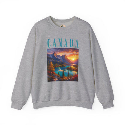 Canada Banff Scenic Crewneck Sweatshirt — Mountain Lake Sunset Graphic