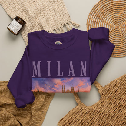 Milan Cathedral Crewneck Sweatshirt – Vintage Travel Cityscape