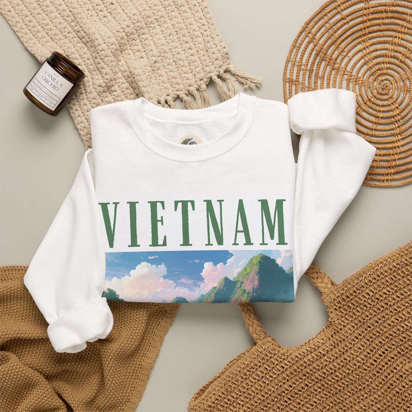 Vietnam Scenic Sweatshirt — Vintage Mountain River Travel Crewneck