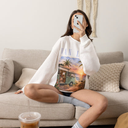 Van Life Crewneck Sweatshirt — Beach Sunset Van Graphic