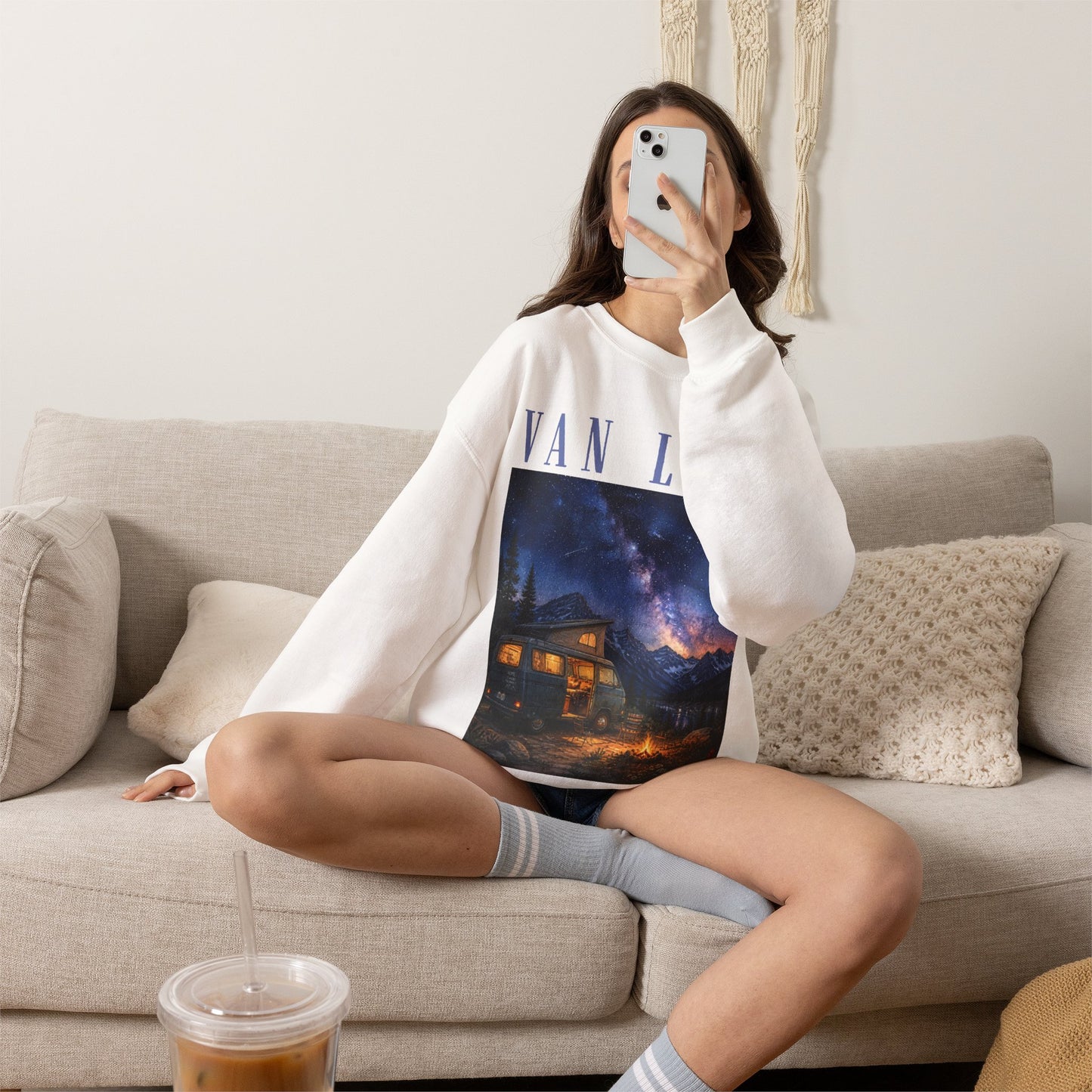 Van Life Sweatshirt – Cozy Camper Night Sky Crewneck