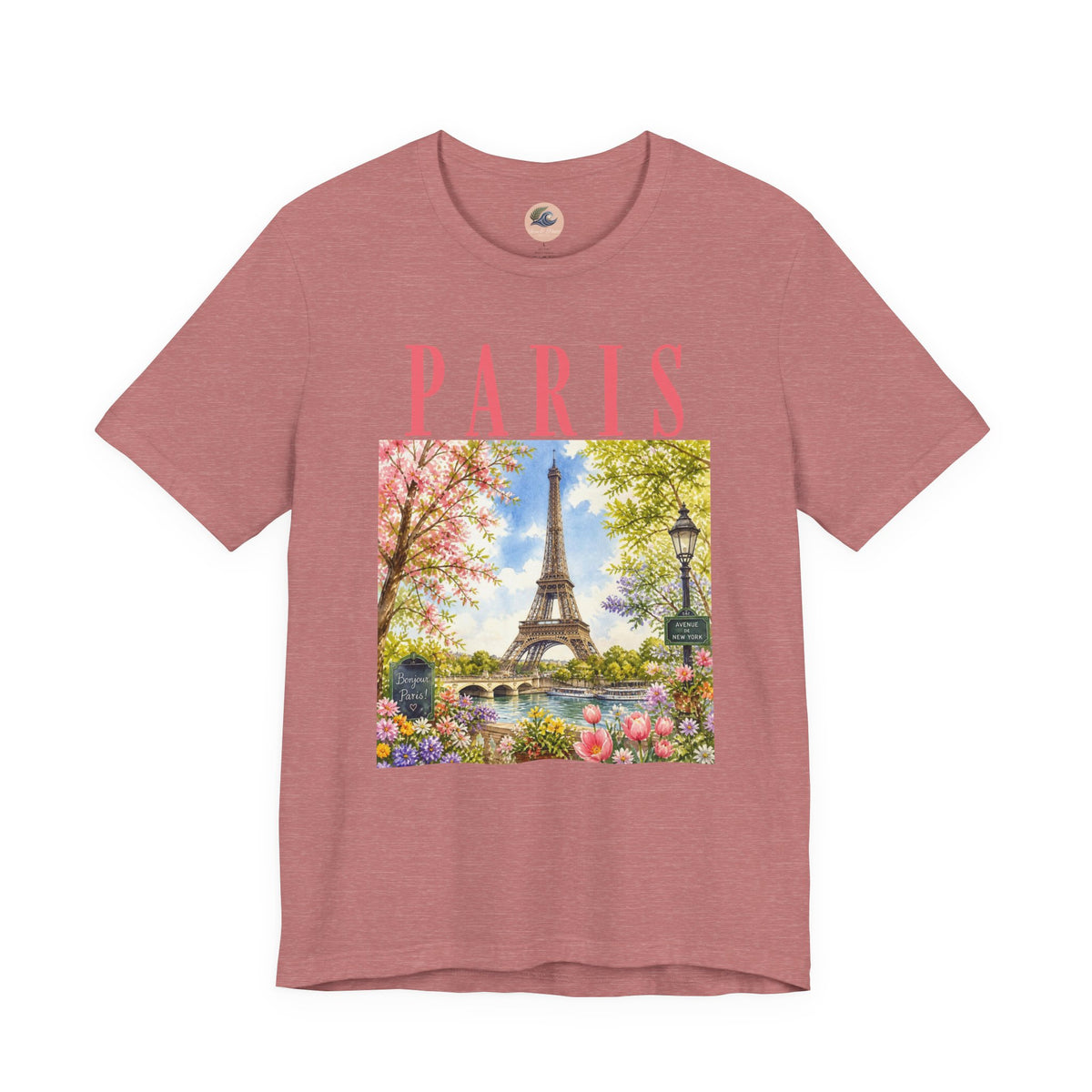 Paris Floral Eiffel Tower Tee — Vintage Romantic France T-Shirt