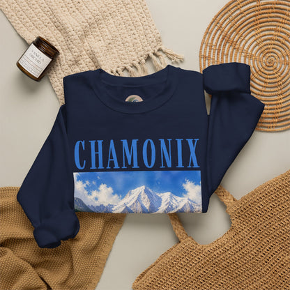 Chamonix Mountain Crewneck Sweatshirt — Alpine Scenic Graphic