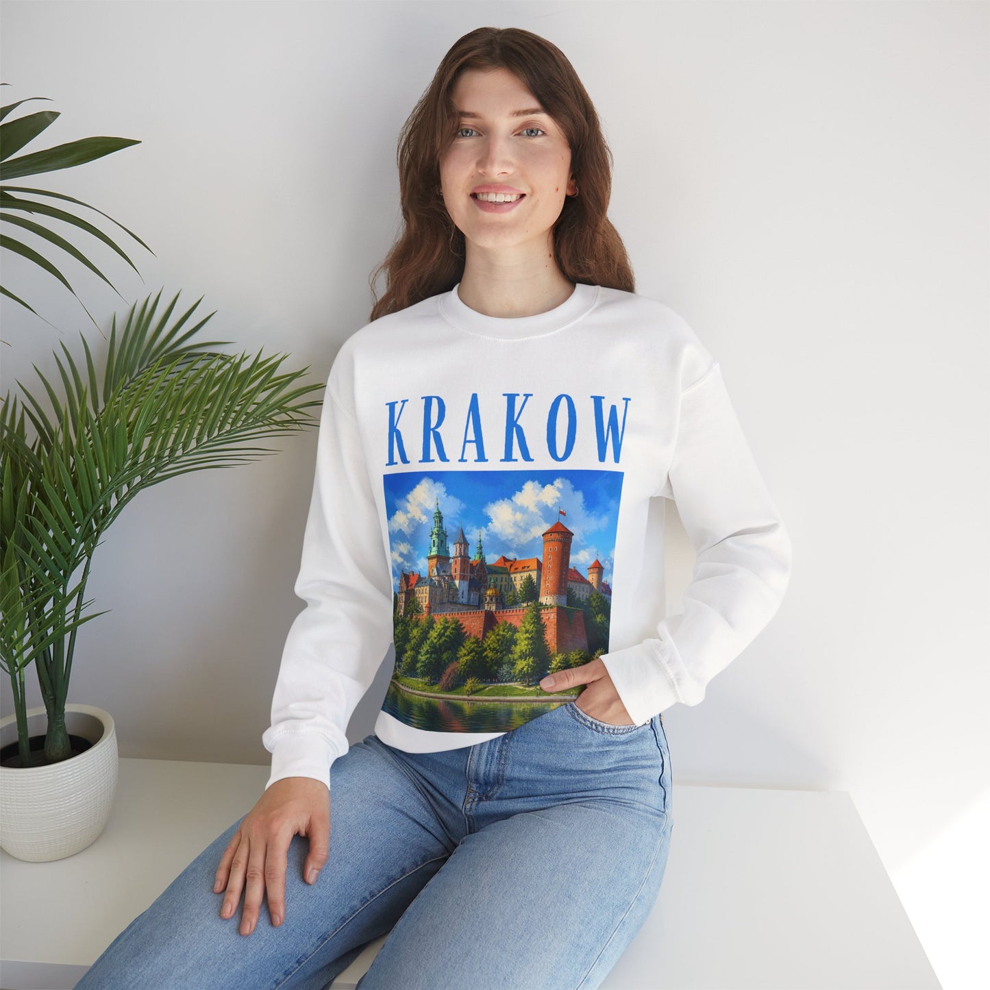 Krakow Castle Crewneck Sweatshirt — Vintage Polish Travel Graphic