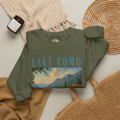 Lake Como Vintage Crewneck Sweatshirt — Scenic Italian Lake Graphic