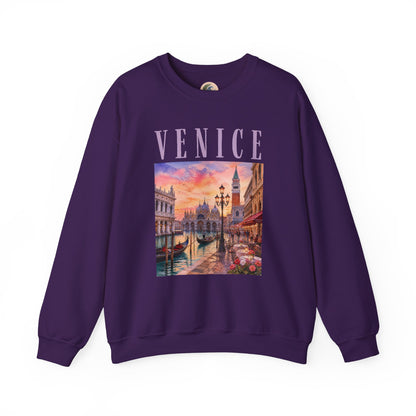 Venice Sunset Crewneck Sweatshirt — Vintage Canal Travel Graphic