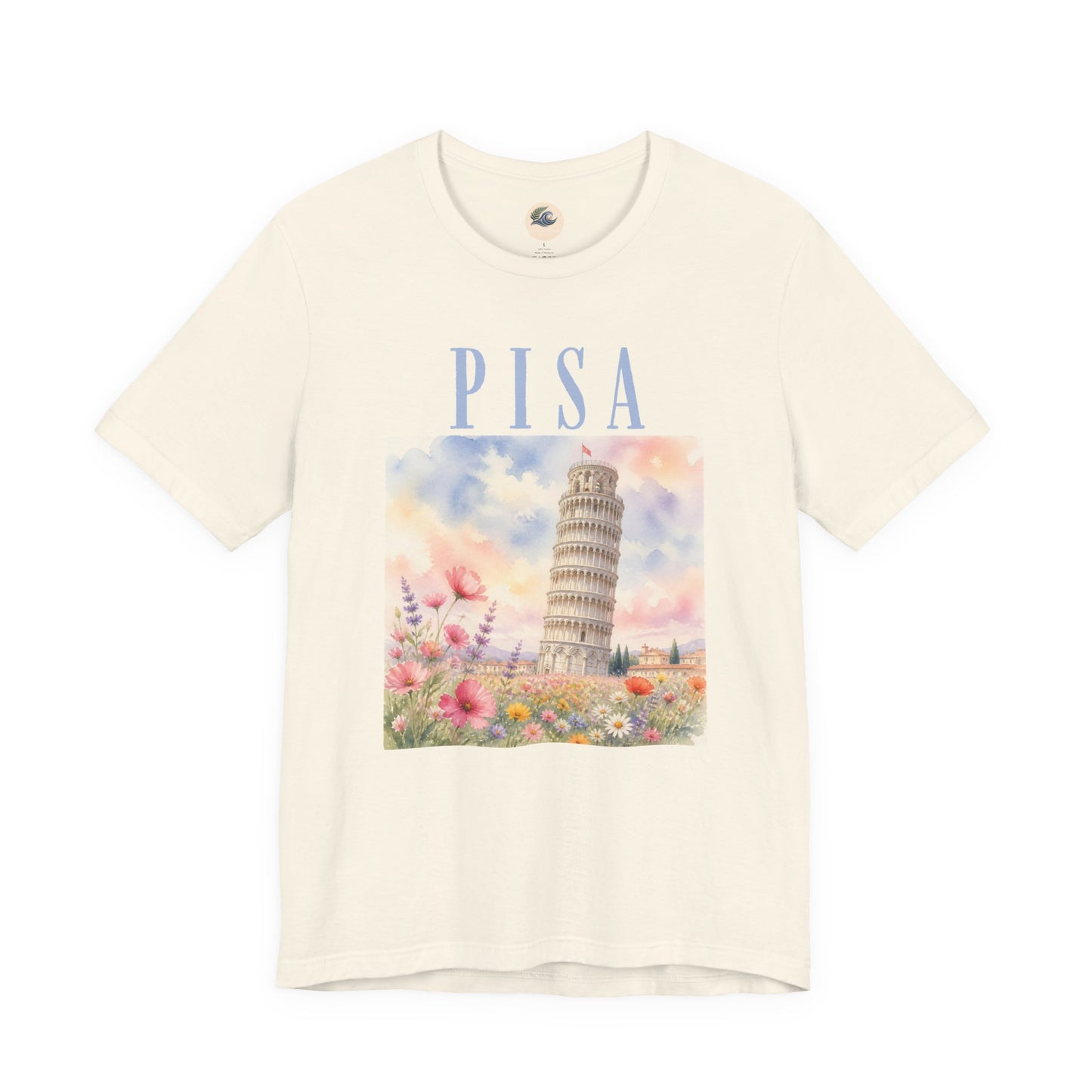 Pisa Floral Illustration T‑Shirt — Leaning Tower Travel Tee