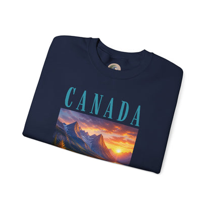 Canada Banff Scenic Crewneck Sweatshirt — Mountain Lake Sunset Graphic